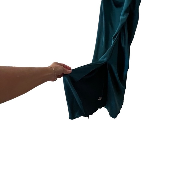 A.L.C. Inez Dress In Emerald Midi Ruched Draped 10 Satin Event - Picture 6 of 16